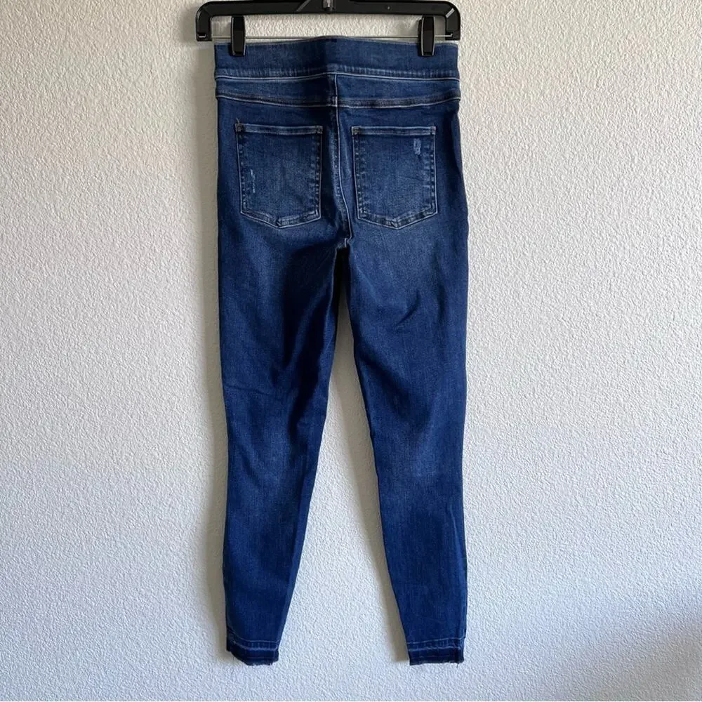 Spanx Distressed‎ Denim High Rise Elastic Waist Jeggings Stretch Slimming